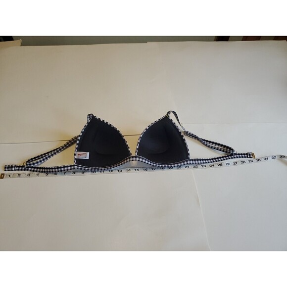 Womens Swimwear Top Large Black & White Check Print W/ Floral Detail Padded Bust - Picture 7 of 10